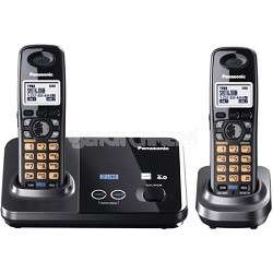   KX TG9322T 2 Line DECT 6.0 Cordless Phone, Metallic Black, 2 Handsets