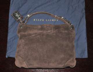 795 RALPH LAUREN BLUE LABEL SUEDE BROWN LEATHER WOMENS TOTE BAG 