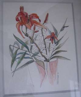 VINTAGE BOTANICAL PRINT TIGER LILY LEANNE WEISSLER NICE  