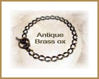 Antique Brass ox Bracelet Blank 6mm hammered curb chain  
