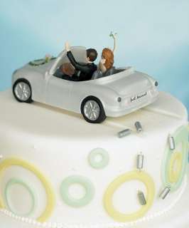 JUST MARRIED Bride & Groom Wedding Cake Topper Car  