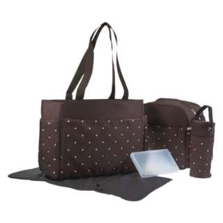 Baby Essentials 5 in 1 Tote   Pink / Brown Polka Dot product details 