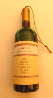 Cabernet Sauvignon Glass Wine Bottle Christmas Ornament  