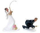   fishing african american funny wedding cake topper 