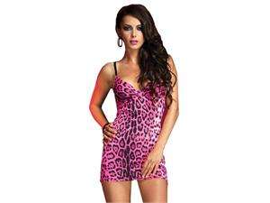    Neon Pink Leopard Spandex Mini Dress   Clubwear