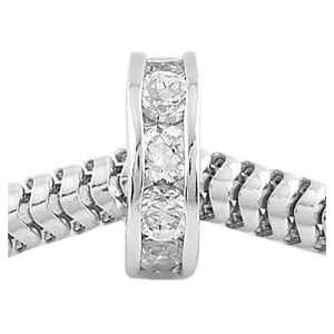  Silver April Birthstone Channel Set Small Spacer Wheel 