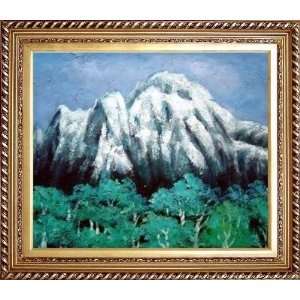  Snow Mountain, Green Tree and Blue Sky Oil Painting, with 