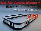 10pcs/lot Black Clear Bumper Case Cover for iPhone 4 4G Metal Buttons 
