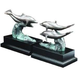  Dolphin in the Wave Bookends 