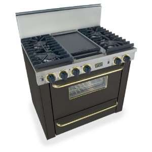   Convection Oven And Continuous Top Grates   Black Finish With Brass