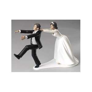  Comical Bride and Groom Ethnic Wedding Cake Topper 4 1/4in 