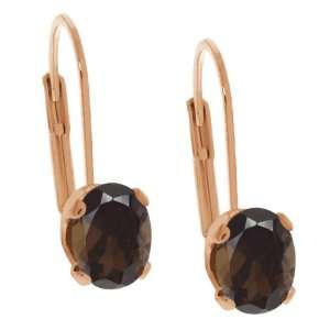   Shape Brown Smoky Quartz Rose Gold Plated Brass Stud Earrings Jewelry