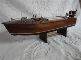 Vintage Dual Cockpit 1950s Wooden Chris Craft Style Toy Boat  