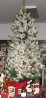 Flocked Christmas Tree 6 1/2 ft AMERICAN TREE & WREATH White & Green 