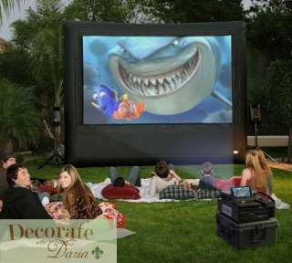   OUTDOOR MOVIE SYSTEM 12x7 Screen Theater DVD Projector Speakers New