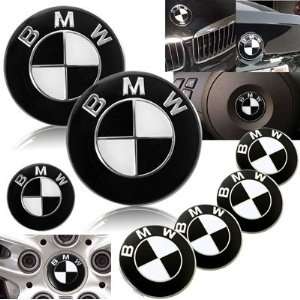    2009 BMW E65 745 750 Black Emblems with Wheel Caps Set Automotive