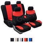 Cloth Seat Covers w. 4 Headrests and Solid Bench Red &  (Fits BMW)