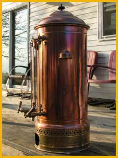 Antique Copper Brass Metal Coffee Urn Pot Stoneware Liner Dispenser 