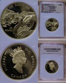 CANADA $100 GOLD COIN 14K 1996 * KLONDIKE GOLD RUSH*  