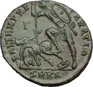   351AD AE2 Soldier Battles Horseman Authentic Ancient Roman Coin  