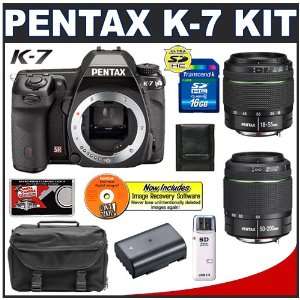 Pentax K 7 Digital SLR Camera + 18 55mm + 50 200mm WR SMC DA Zoom Lens 
