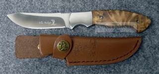 Elk Ridge Wood Burl Collector Knife Fixed Hunting Leather ER 117 440 