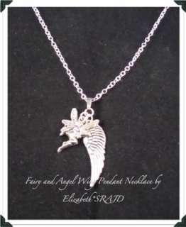 Antique Silver Small Fairy & Angel Wing 20 Necklace by Elizabeth 