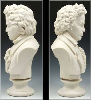 Superb 19thC Parian Statue / Bust of Music Composer Beethoven  