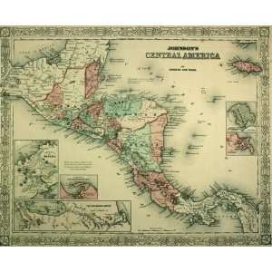  Johnson Map of Central America (1869)