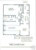 House Plans 897 SF Craftsman Cottage design blueprints  