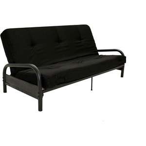   Black Metal Arm Futon Sofa Bed Couch Lounger+MATTRESS BRAND NEW SEALED