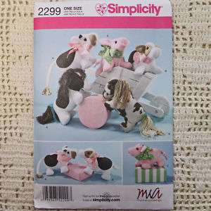 Simplicity 2299 Cow Pig Pony Stuffed Animal Pattern NEW  