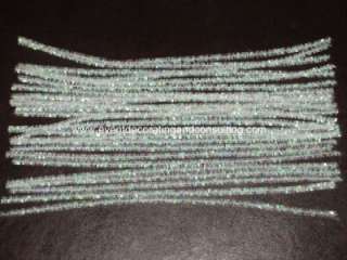 25 PCS CHENILE STEMS Pipe Cleaners White Iridescent  