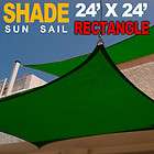NEW 24x24 RECTANGLE SUN SAIL SHADE CANOPY TOP COVER SQUARE   GREEN 