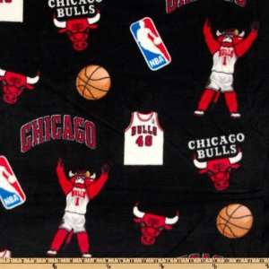  60 Wide NBA Fleece Chicago Bulls Toss Black Fabric By 