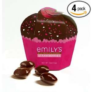 Emilys Milk Chocolate Covered Strawberries, 4 Ounce (Pack of 4 