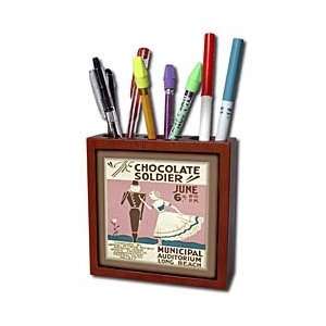 Florene Vintage   Chocolate Soldier Play Ad   Tile Pen Holders 5 inch 