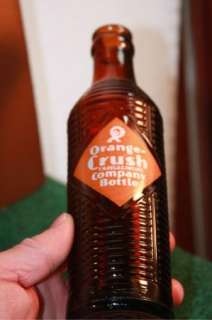 Orange Crush Old Style ~Crinkly~ Amber ACL Soda Bottle WOW  