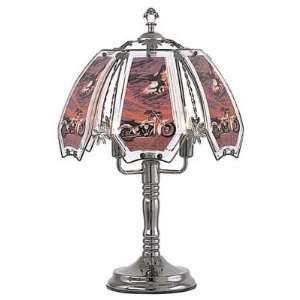   High & Motorcycle Theme Black Chrome Base Touch Lamp