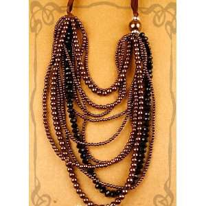    Fashion Brown Chunky Pearl crystal style Necklace 