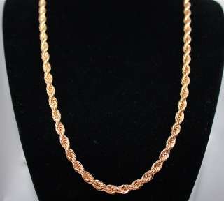 REAL 24K GOLD 6MM FRENCH ROPE MENS CUSTOM CHAIN NECKLACE GP  