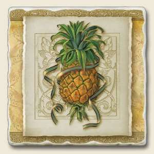  Garden Club Pineapple Tumbled Stone Coaster Set