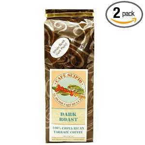 Cafe Scipio Whole Bean Coffee, Dark Roast, 1 Pound Bags (Pack of 2 