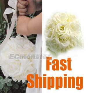 New Ivory Wedding Party Decor Silk Flowers Kissing Ball Bouquet  