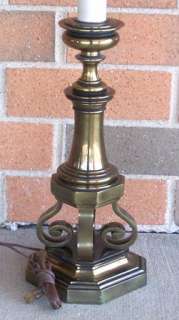 Vintage Tall Stiffel Brass Glass MidCentury Table Lamp  