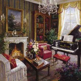 Grand Piano Room Red Green Music Room Canvas by Foxwell  