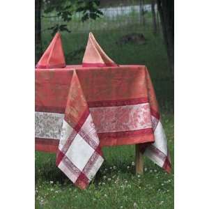   Linen Way Versailles Coral/Gold Tablecloth 67 x 142 in