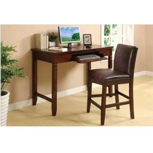 pcs Wooden Writing Desk and counter height chair set in dark cherry 
