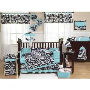  Funky Zebra Turquoise 9 pc Crib Bedding Set by JoJo 