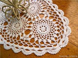 Vintage Oval Centrepiece Doily White Crochet Lace  